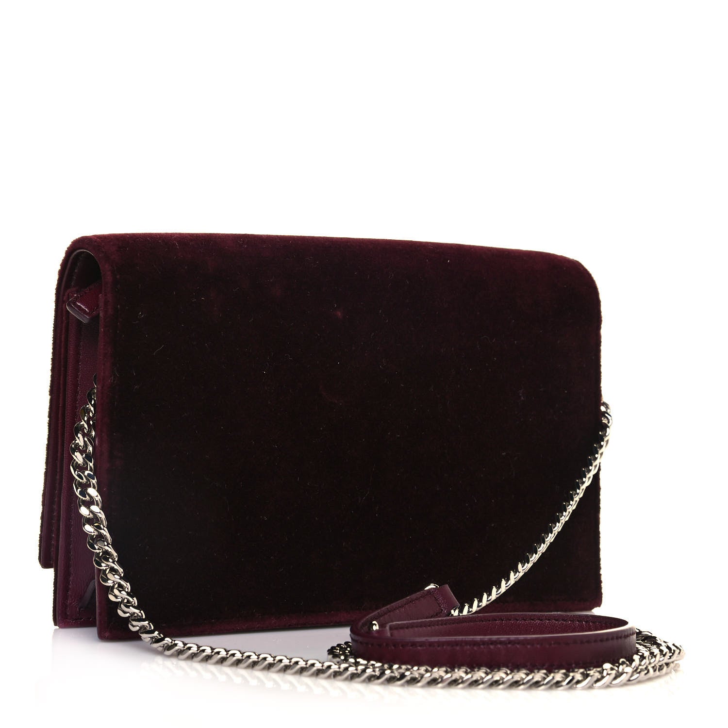 Saint Laurent Velvet Crystal Monogram Kate Tassel Shoulder Bag Rouge Legion 2 of 8