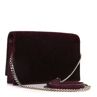 Saint Laurent Velvet Crystal Monogram Kate Tassel Shoulder Bag Rouge Legion 2 of 8