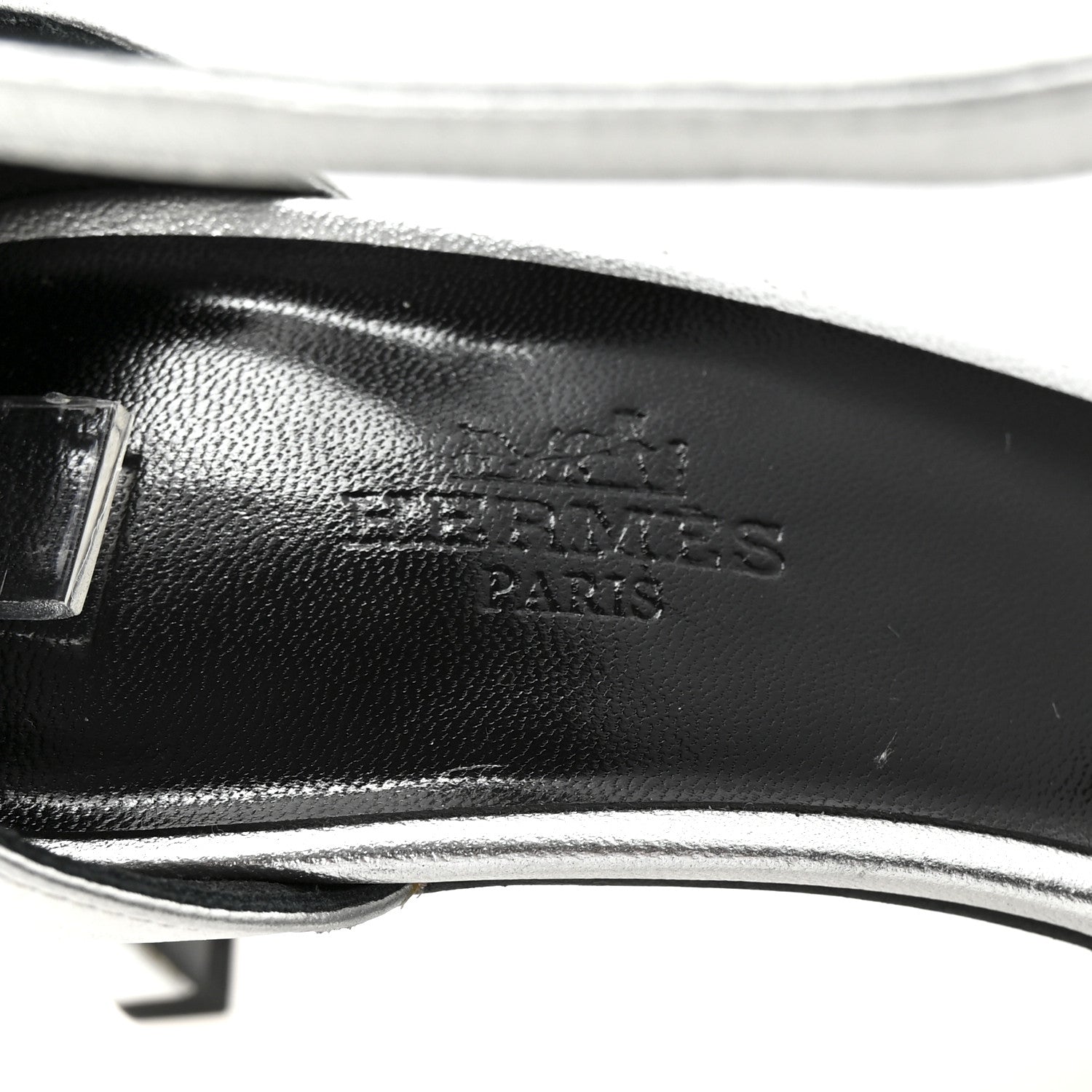 Hermes Metallic Lambskin Crystal Powder Premiere 70 Sandals 37 Gris Argente 8 of 8
