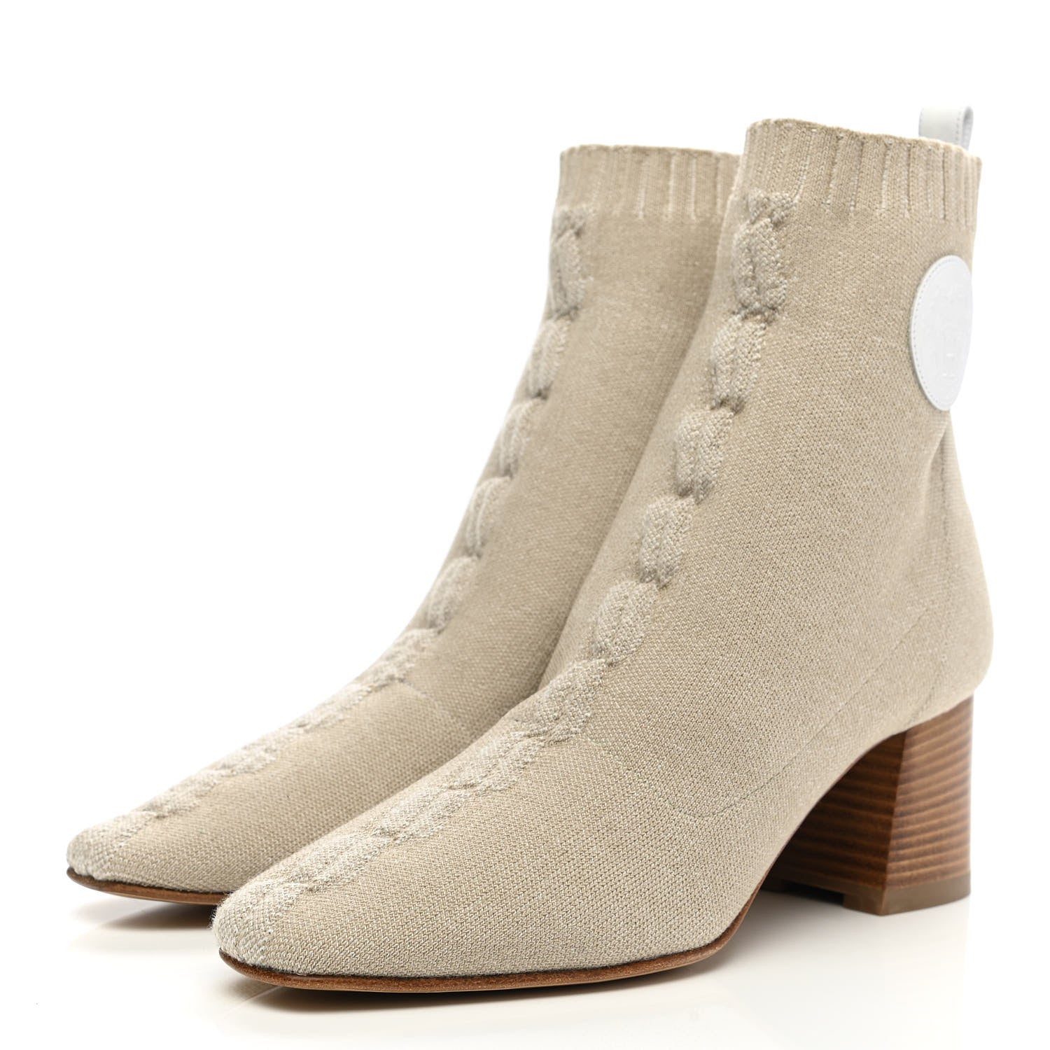 Hermes Knit Calfskin Volver 60 Ankle Boots 39 Nocciola 3 of 10