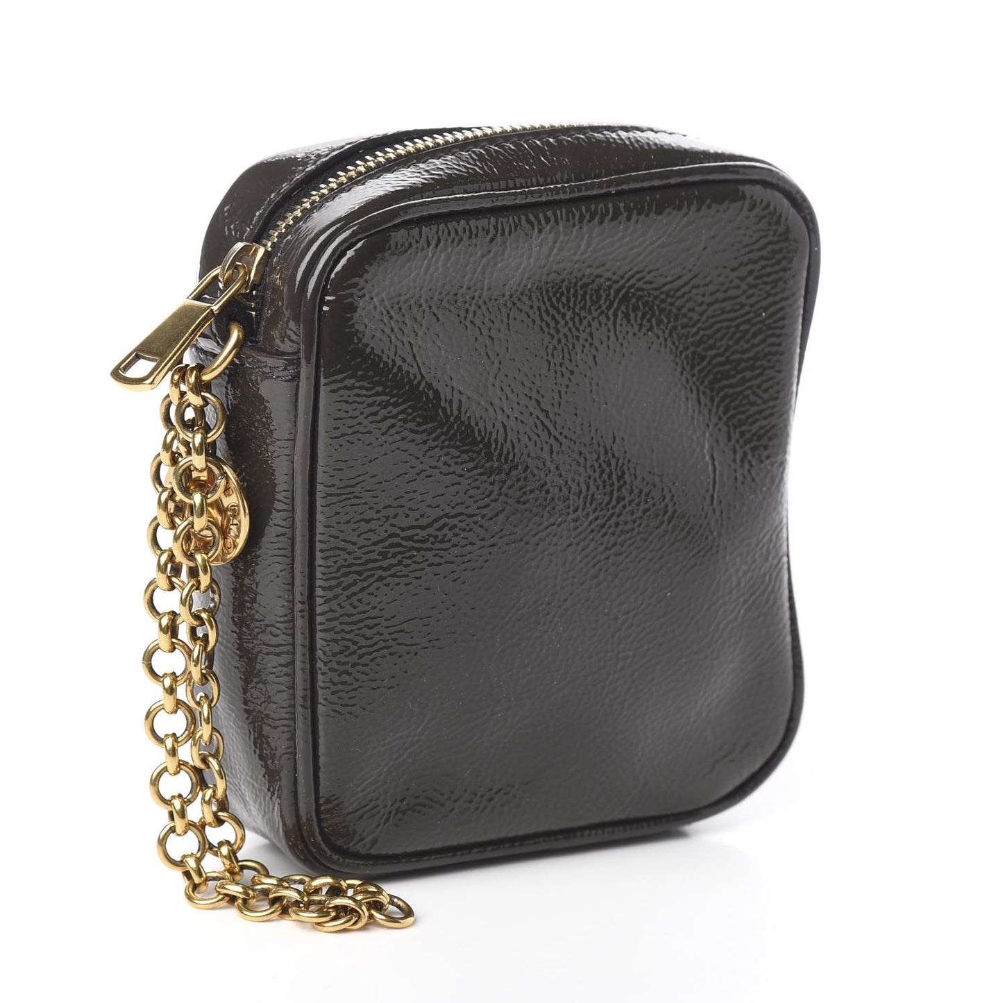 Textured Patent Monogram Mini Wristlet Pebble
