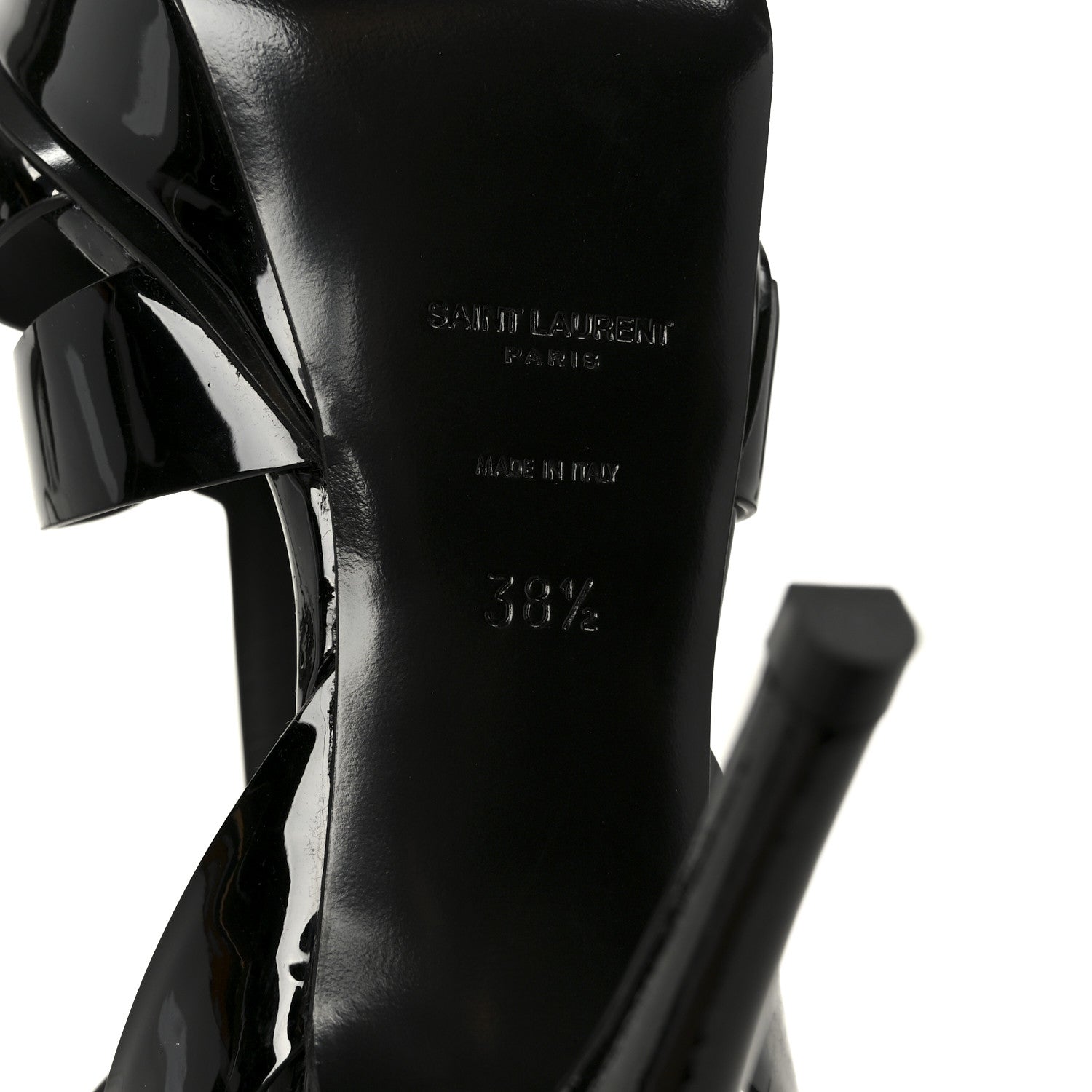 Saint Laurent Patent Tribute 75 Platform Sandals 38.5 Black 8 of 10