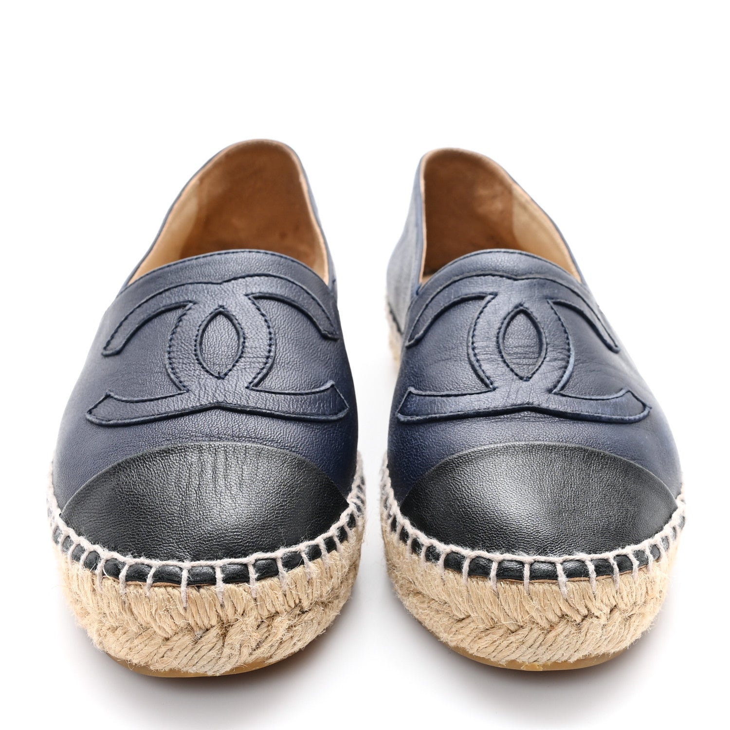 Chanel Lambskin CC Espadrilles 36 Navy Black 3 of 9