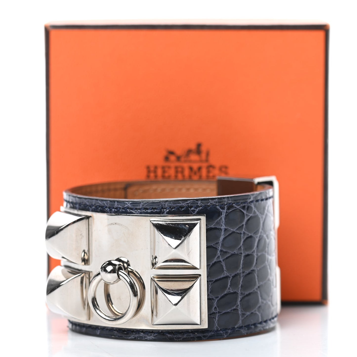 Shiny Alligator Collier De Chien CDC Bracelet S Bleu Marine