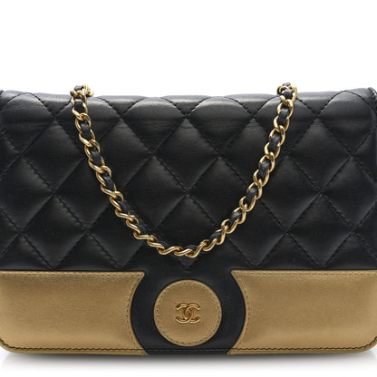 Chanel Lambskin Quilted Wallet On Chain WOC Black Gold 9 of 11