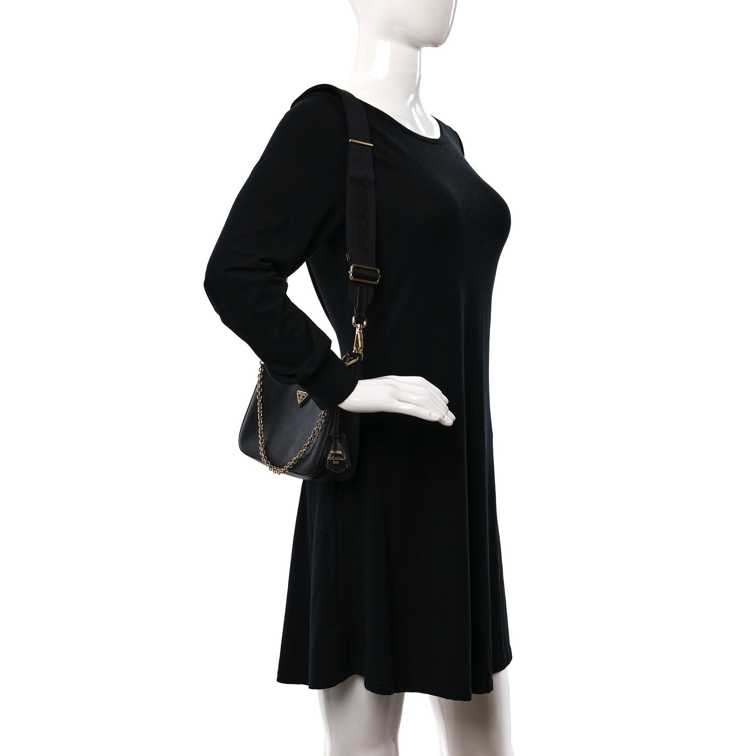 Prada Saffiano Lux Re-Edition 2005 Shoulder Bag Black 2 of 9