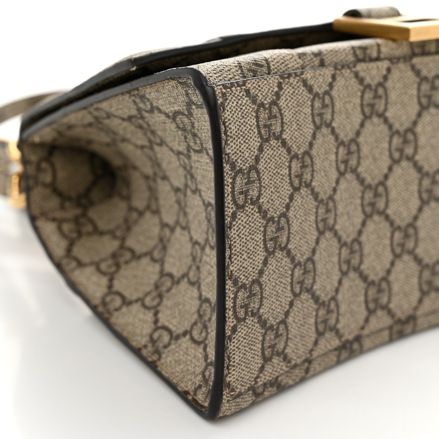 X GUCCI GG Supreme Monogram Small Hourglass Top Handle Bag Beige Ebony