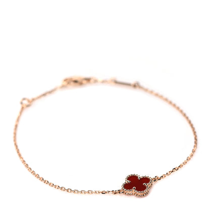 Van Cleef & Arpels 18K Rose Gold Carnelian Sweet Alhambra Bracelet 1 of 8
