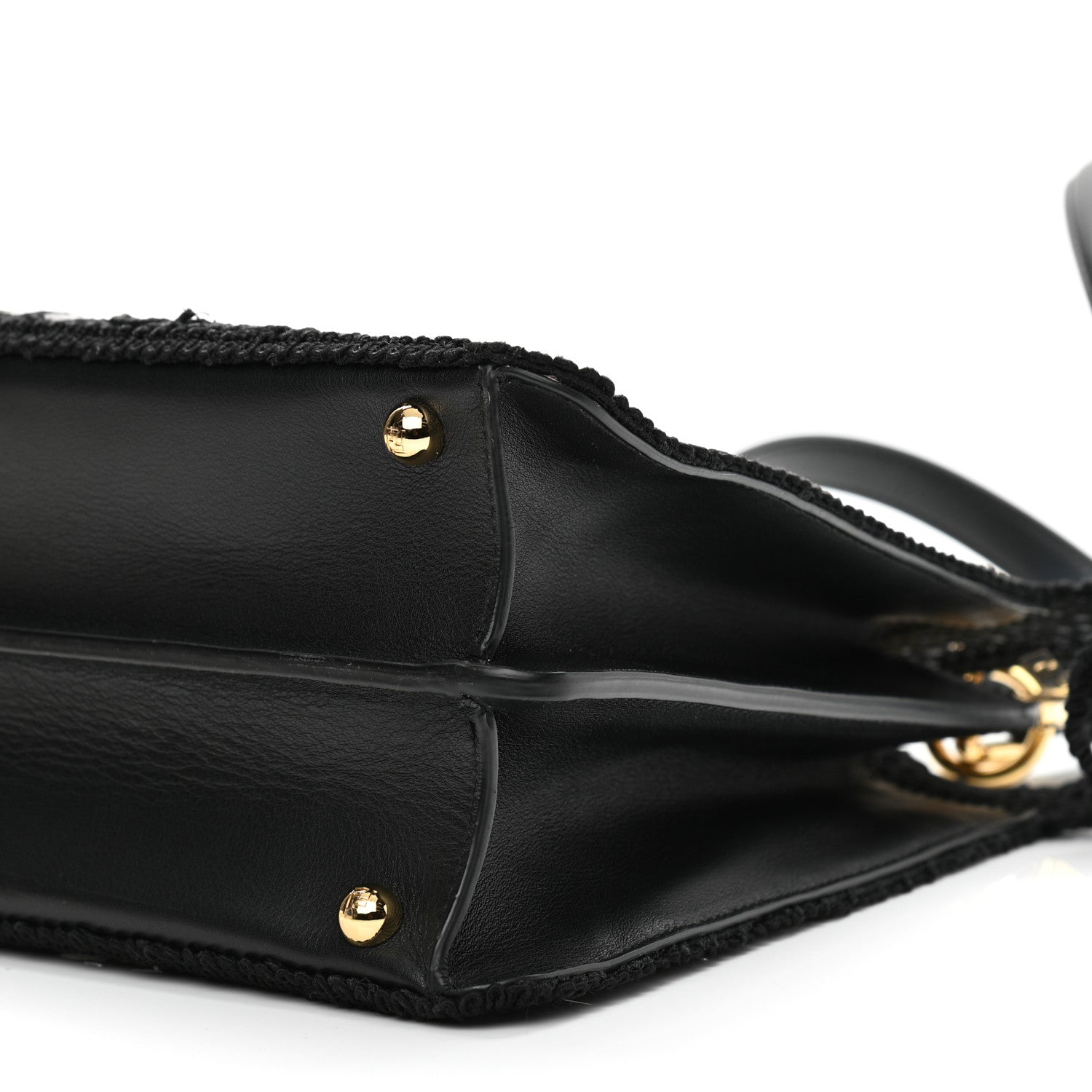 Fendi Calfskin Lace Medium Peekaboo I SEE U Satchel Black Multicolor Light Rose 11 of 12