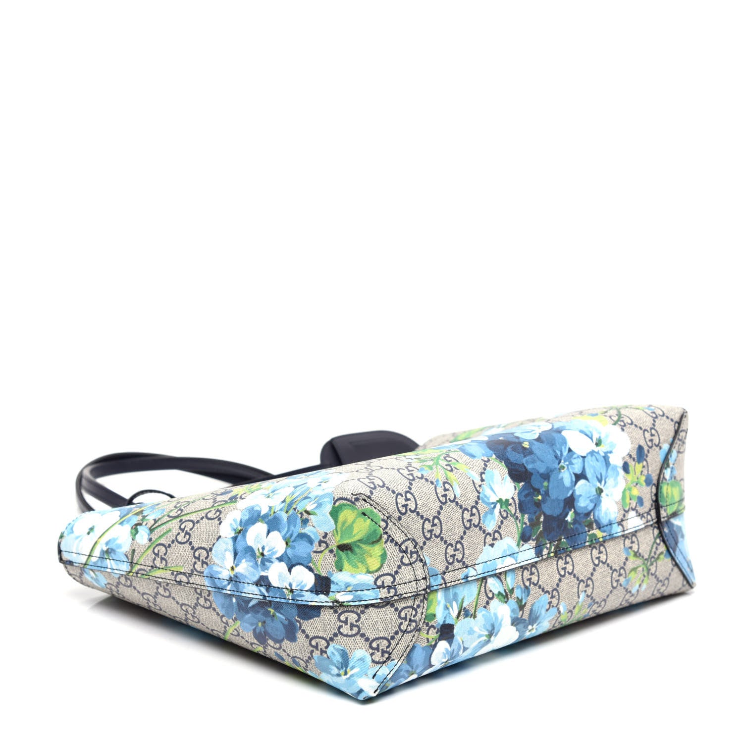 Gucci GG Supreme Monogram Blooms Small Reversible Tote Beige Blue Navy 7 of 15