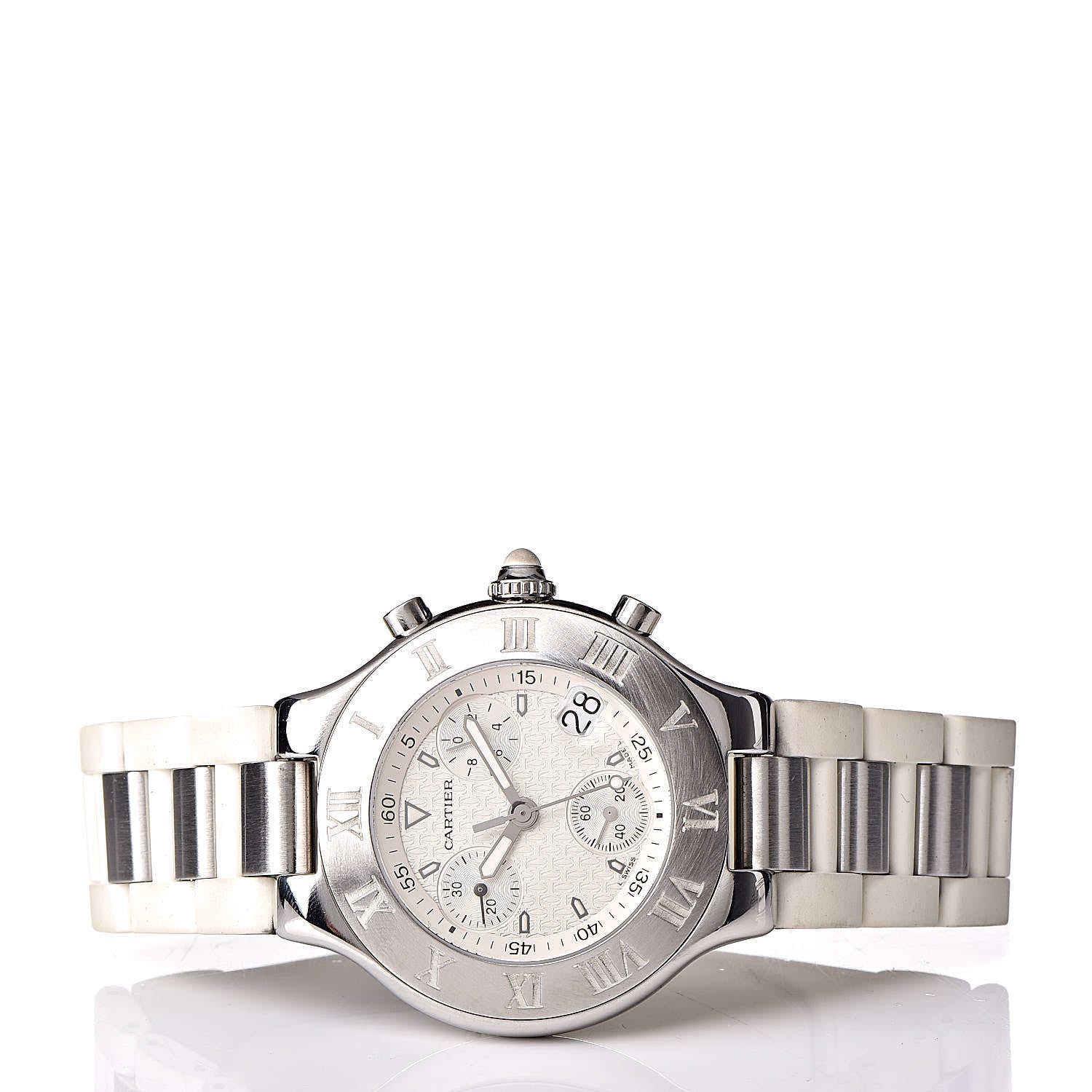 Cartier Stainless Steel Rubber 38mm Must 21 Chronoscaph Quartz Watch 3 of 6