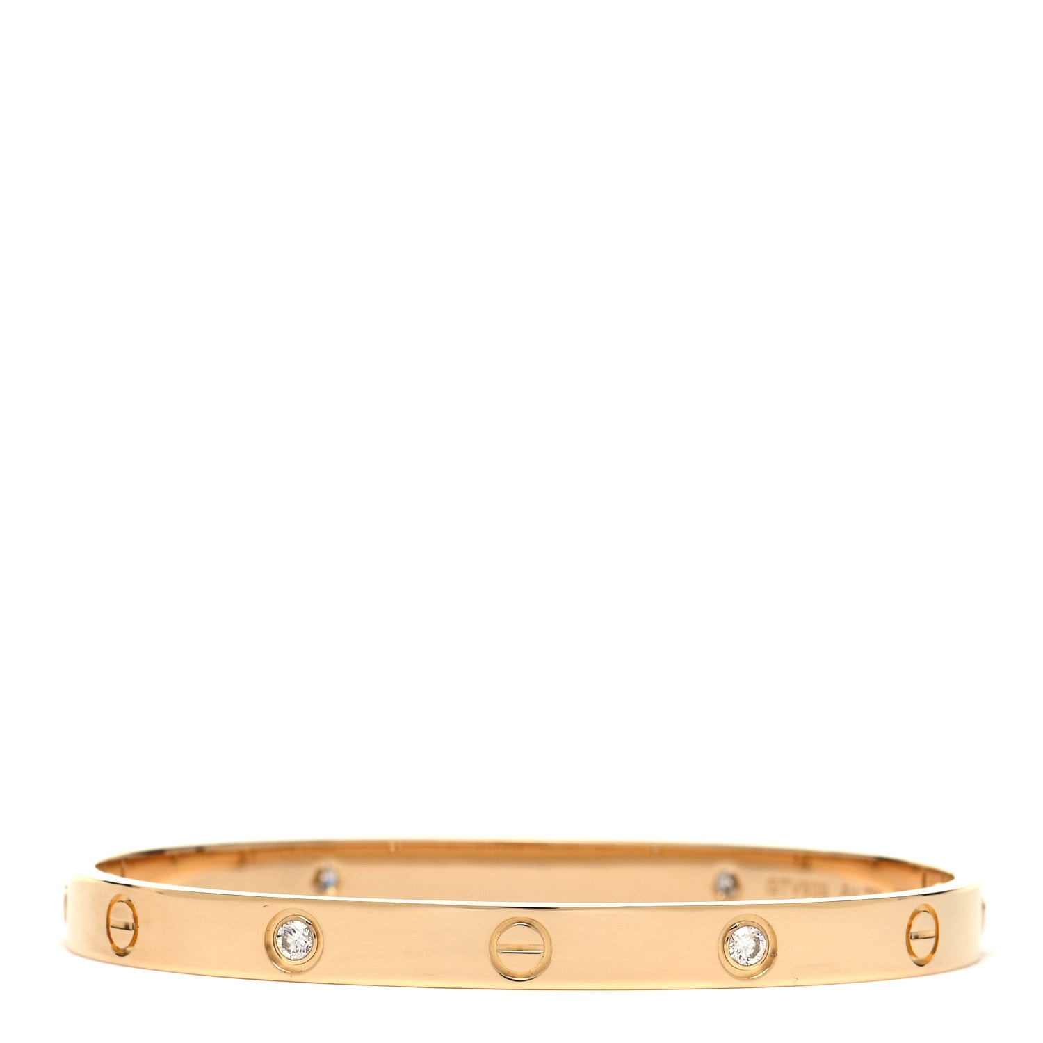 Cartier 18K Yellow Gold 4 Diamond LOVE Bracelet 19 3 of 7