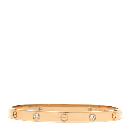 Cartier 18K Yellow Gold 4 Diamond LOVE Bracelet 19 3 of 7