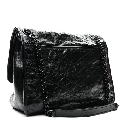 Saint Laurent Crinkled Calfskin Matelasse Monogram Medium Niki Chain Satchel Black 3 of 9