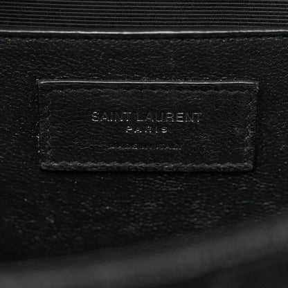 Saint Laurent Grain De Poudre Textured Mixed Matelasse Triquilt Medium Monogram Satchel Black 6 of 10