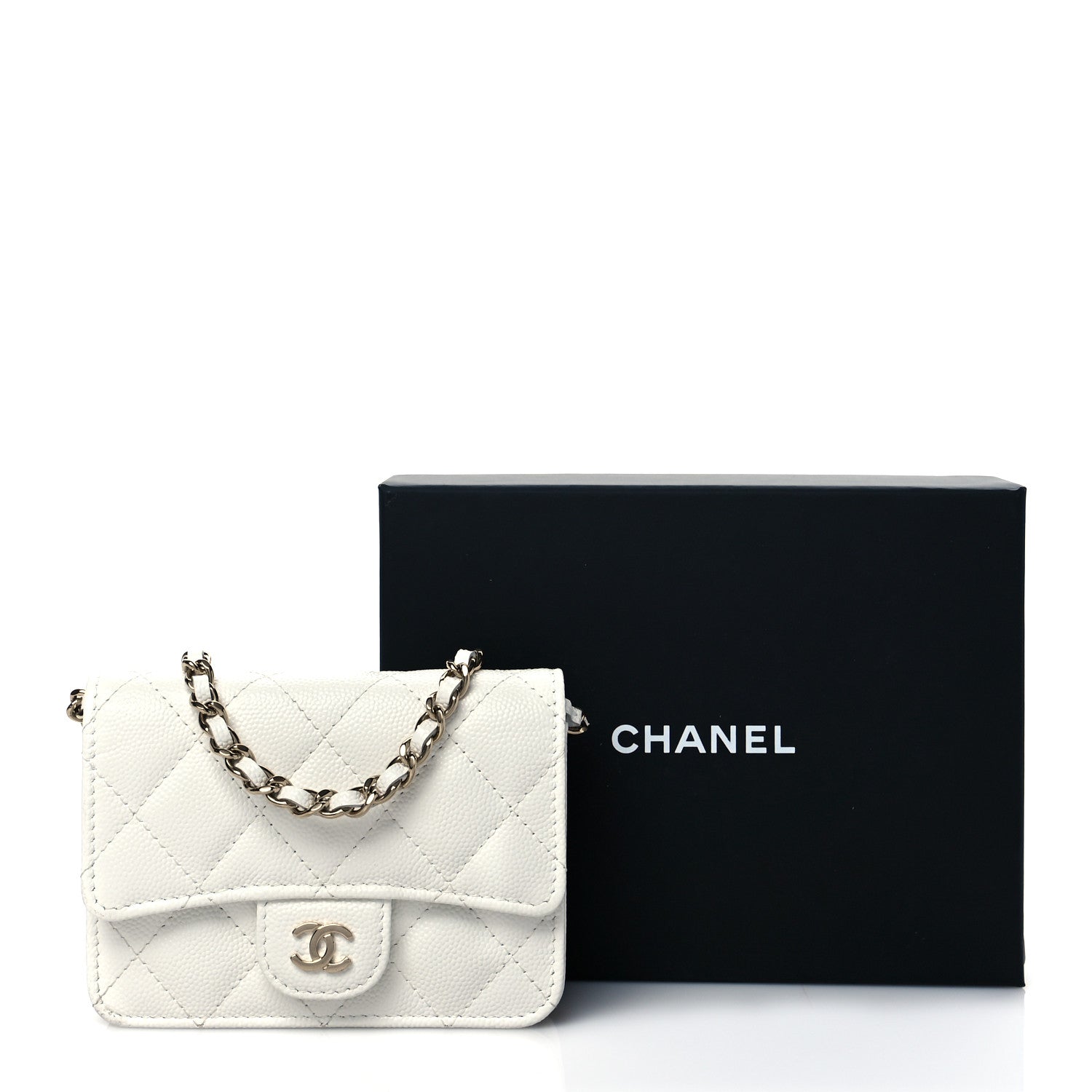 Chanel Caviar Quilted Mini Chain Bag White 12 of 12