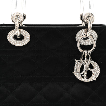 Christian Dior Satin Swarovski Crystal Acrylic PVC Cannage Mini Lady Dior Black 8 of 11