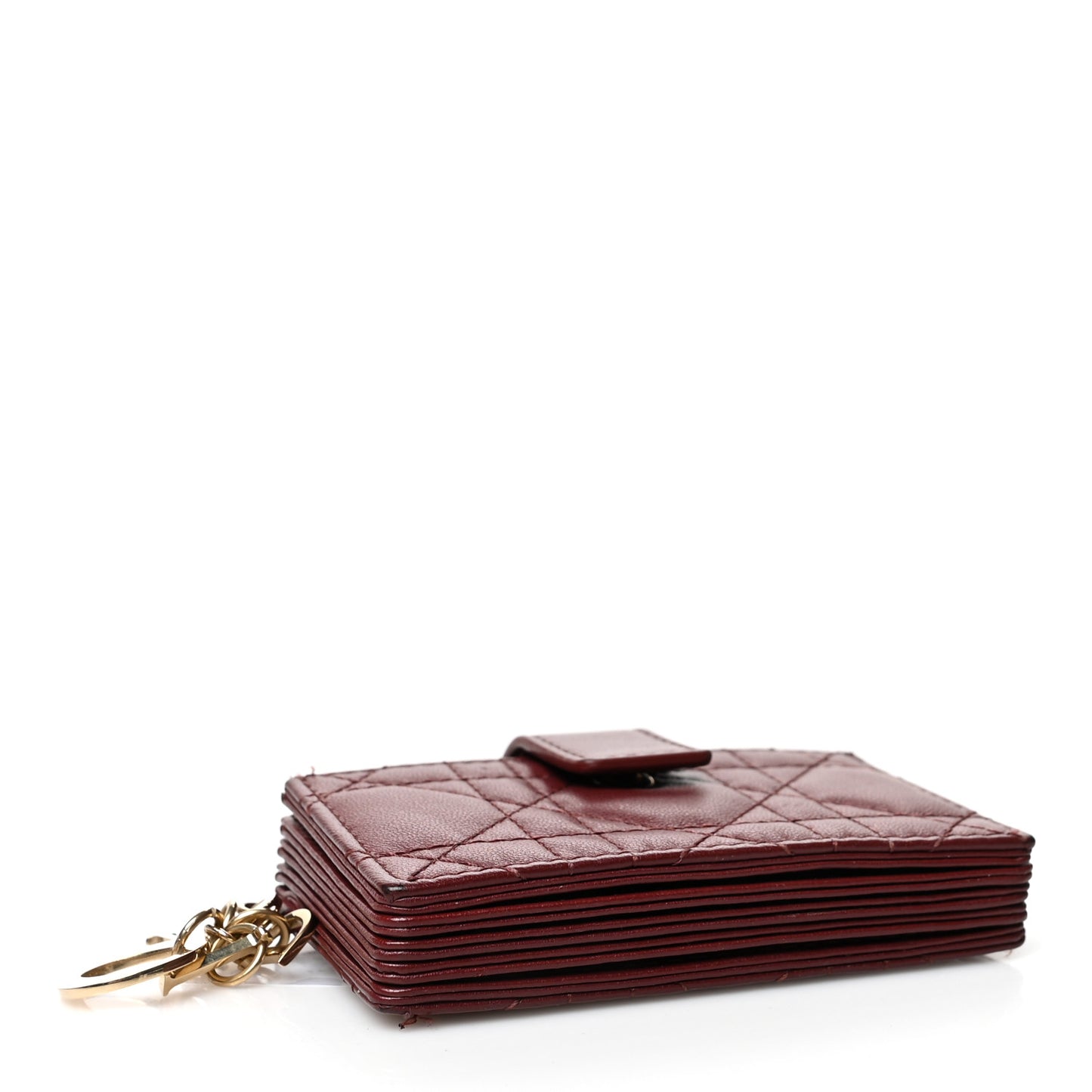 Lambskin Cannage Lady Dior 5-Gusset Card Holder Red