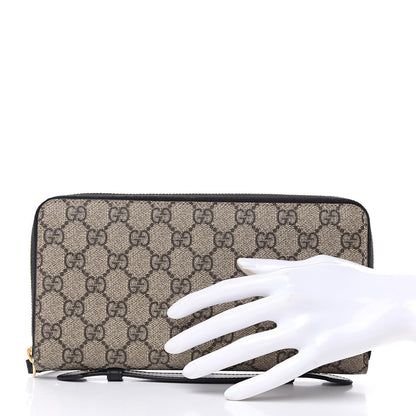 Gucci GG Supreme Monogram Top Handle Zip Around Wallet Black 2 of 12