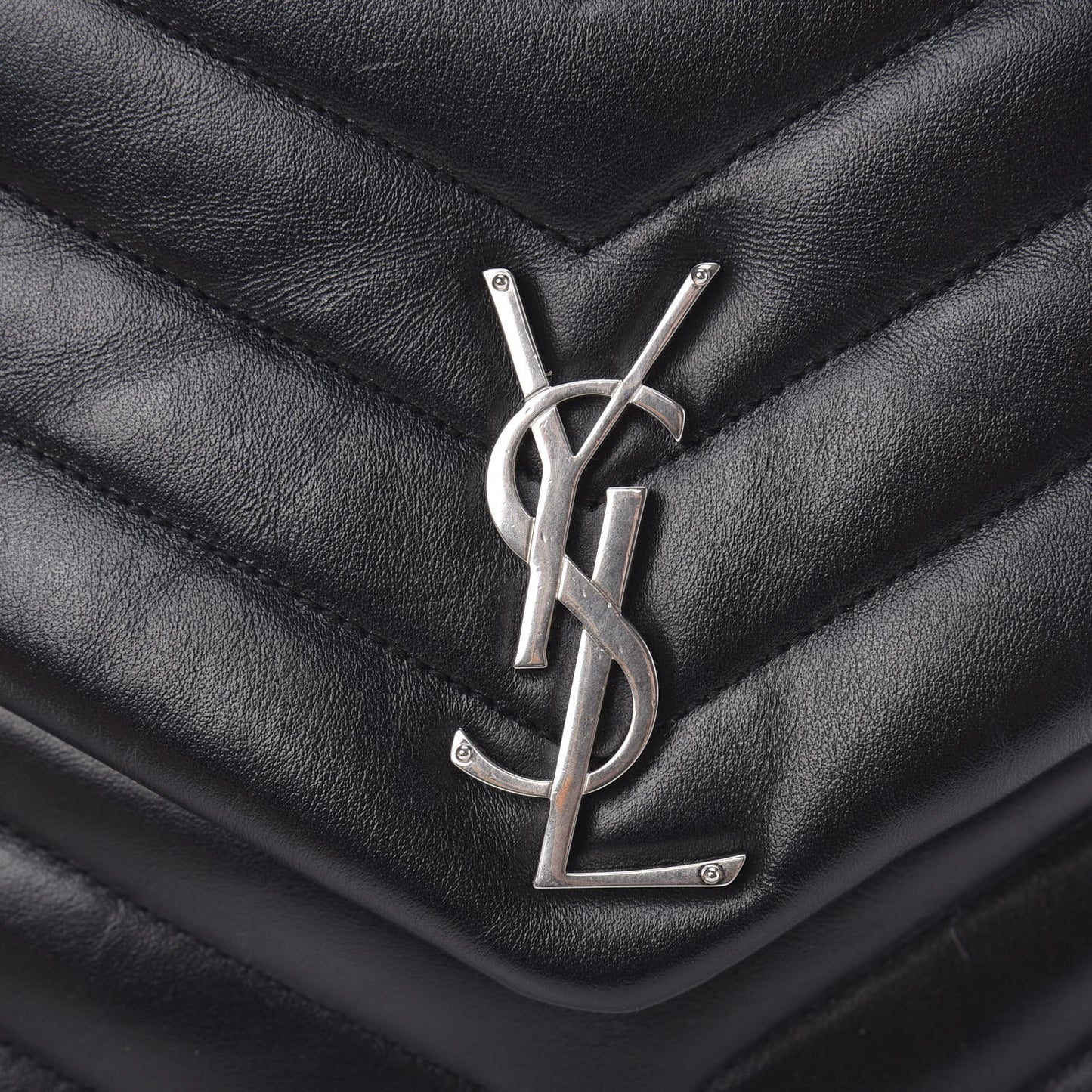 Calfskin Y Quilted Monogram Medium Loulou Chain Satchel Black
