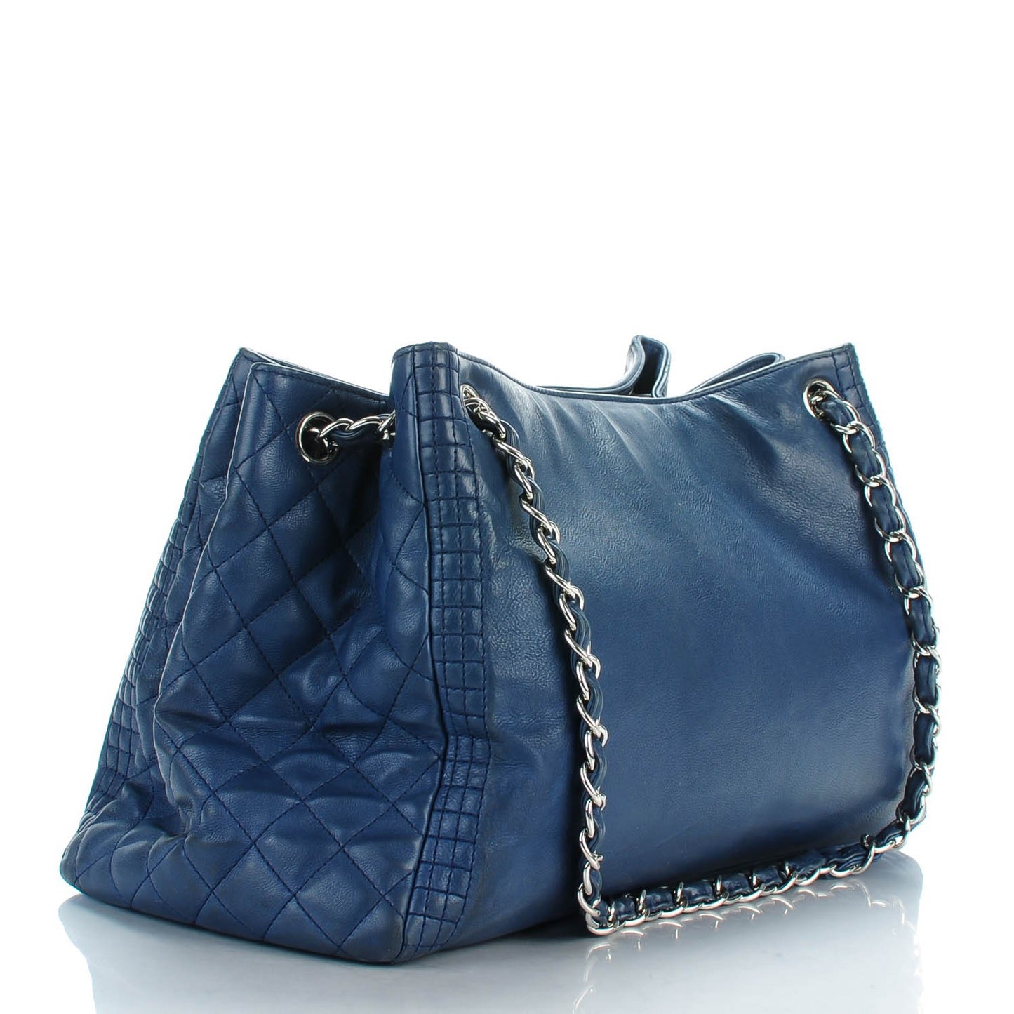 Calfskin Coco Bengal Open Accordion Tote Blue