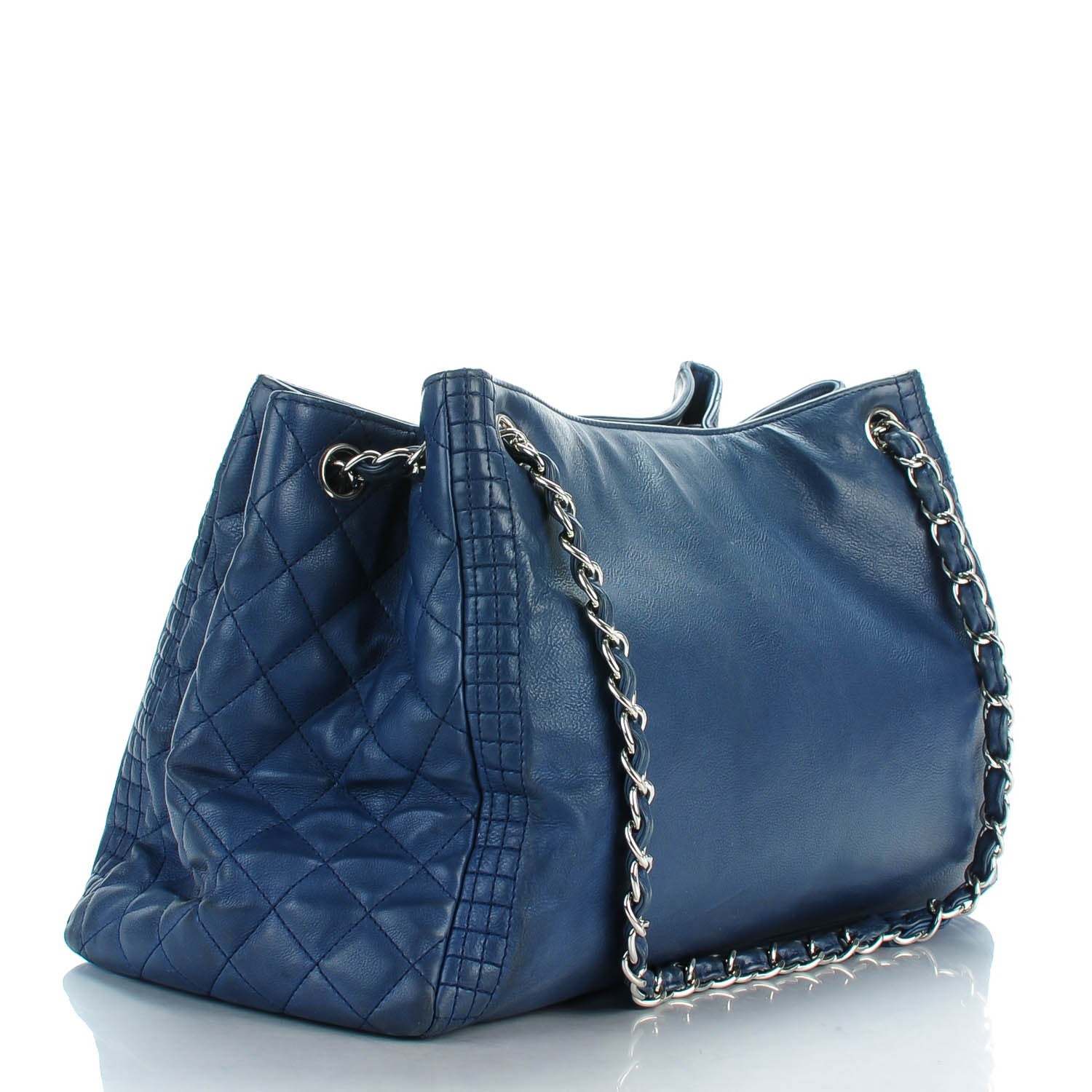 Chanel Calfskin Coco Bengal Open Accordion Tote Blue 3 of 10