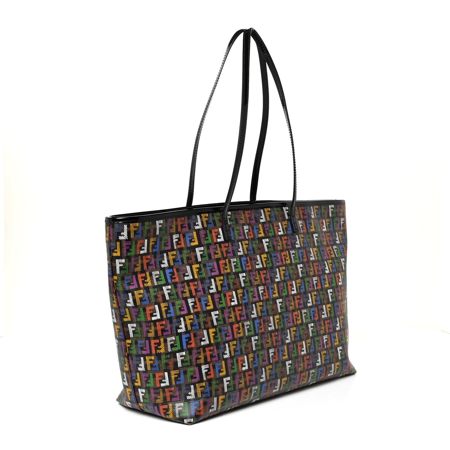Fendi Zucca Spalmati Patent Zucchino Screen Print Medium Roll Tote Tobacco Multicolor Black 3 of 15