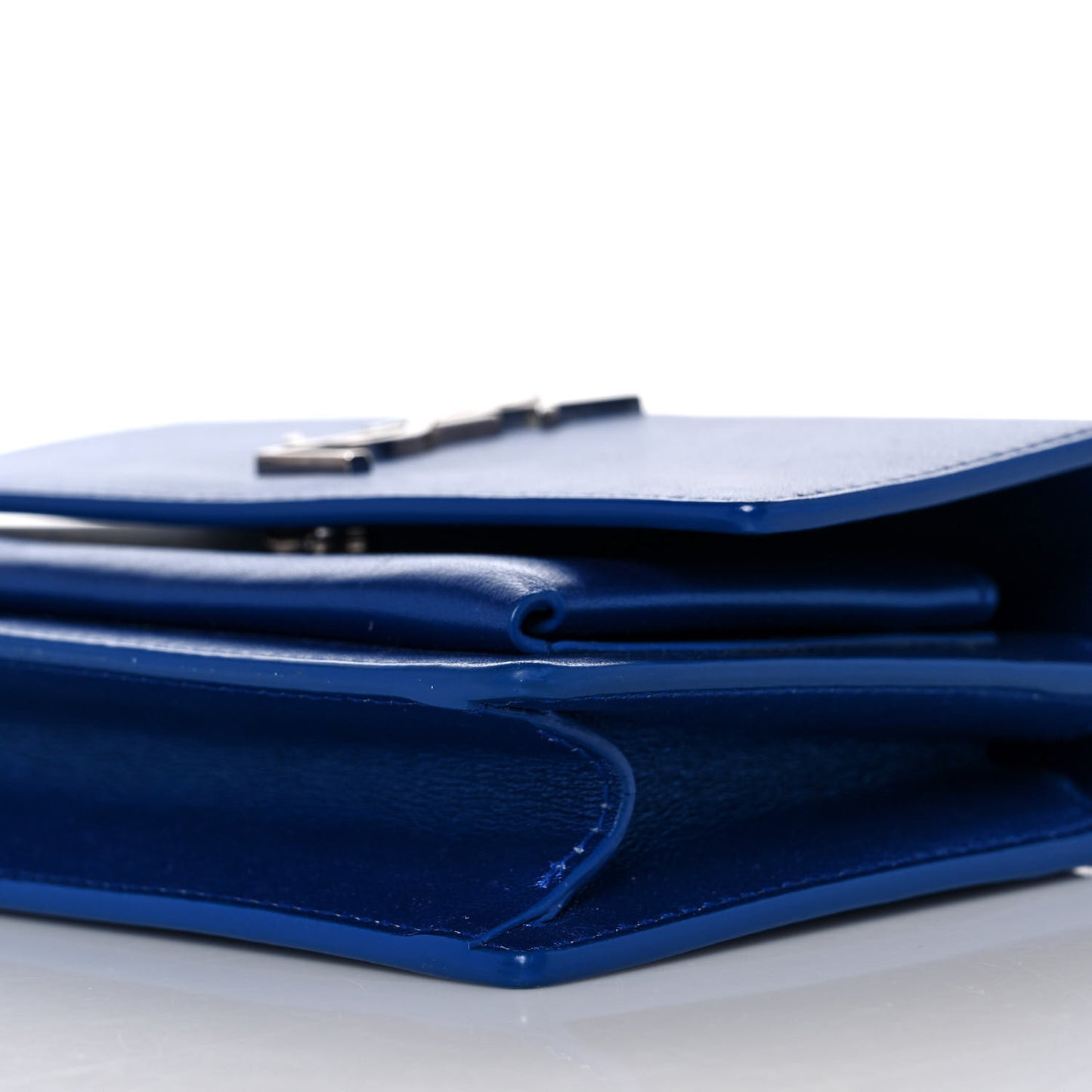 Metallic Calfskin Monogram Sunset Chain Wallet Blue Royal