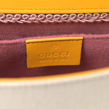 Gucci Linen Canvas Embroidered Small Shoulder Bag White 6 of 11