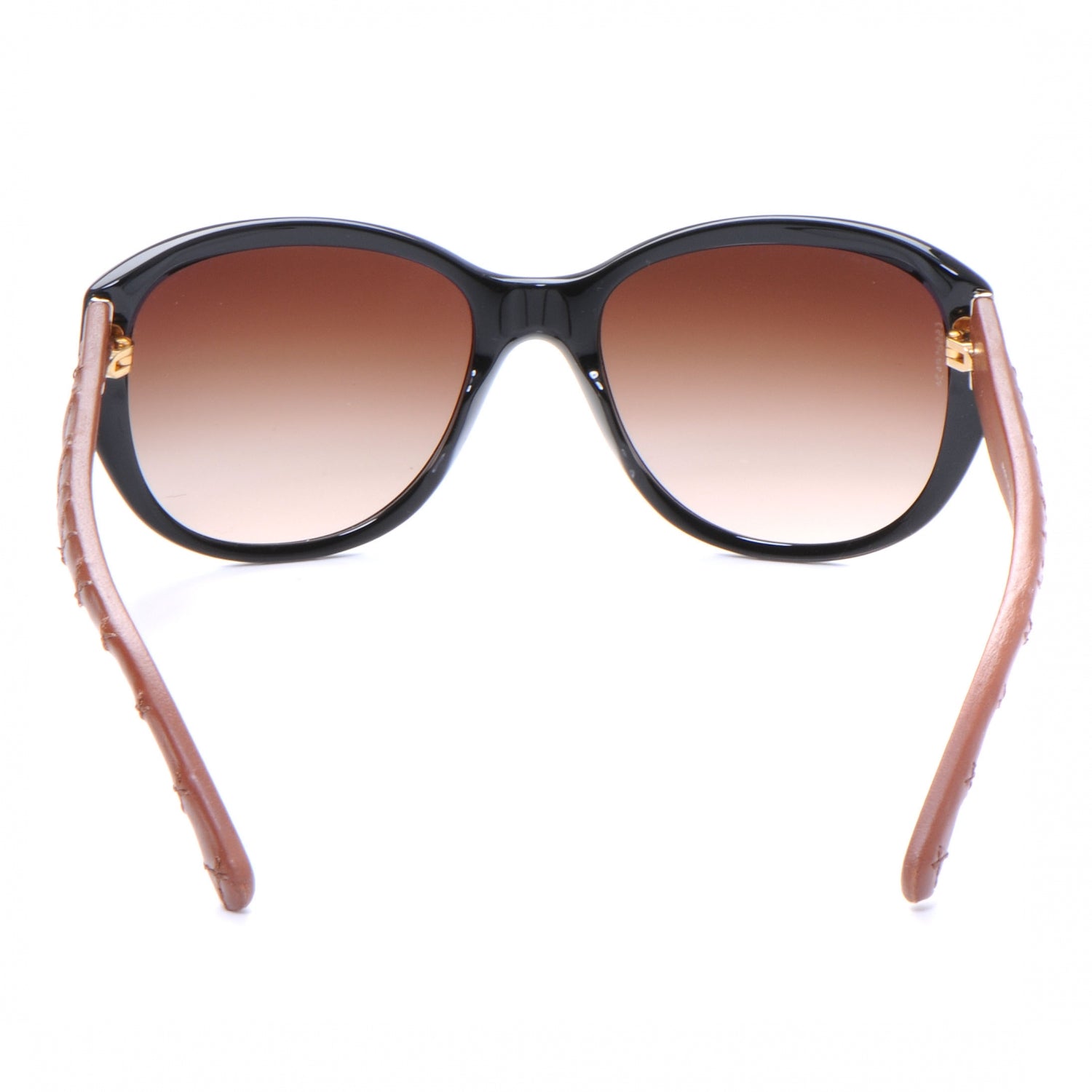 Chanel Leather Quilted CC Sunglasses Black Tan 5199 Q 2 of 7