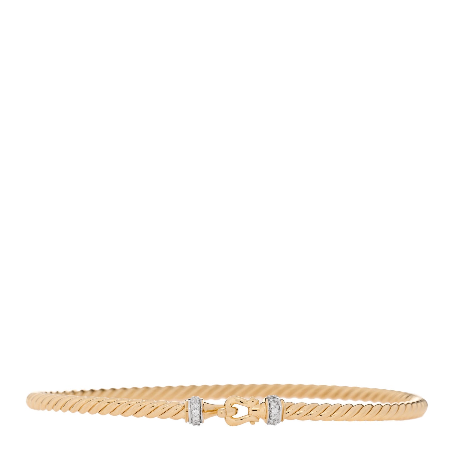 18K Yellow Gold Diamond 2.6mm Cable Collectibles Buckle Bracelet