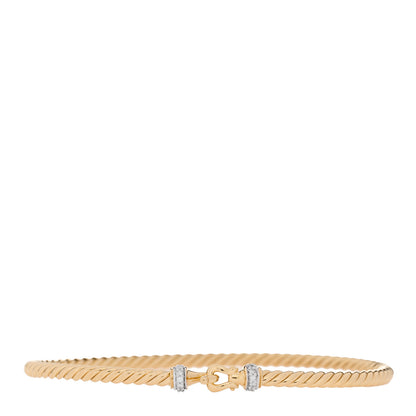 David Yurman 18K Yellow Gold Diamond 2.6mm Cable Collectibles Buckle Bracelet 1 of 5
