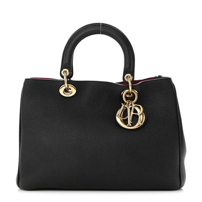 Christian Dior Bullcalf Medium Diorissimo Tote Black Rose Indien 3 of 11