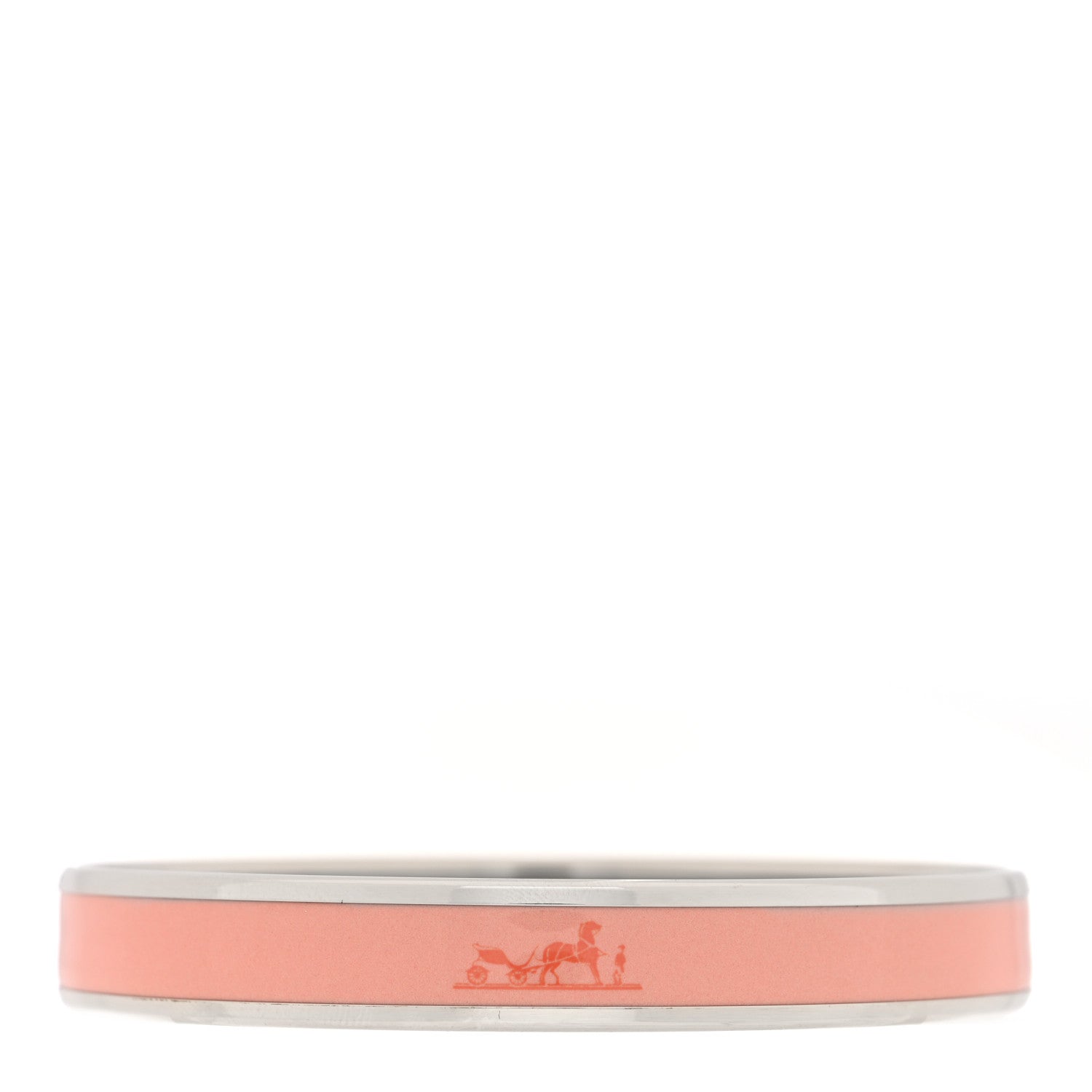 Hermes Enamel Printed Narrow Caleche Bracelet 70 Rose Dragee 3 of 5