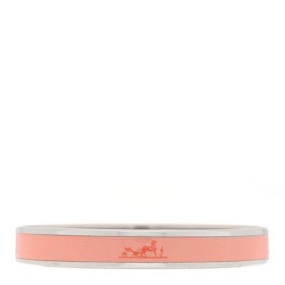 Hermes Enamel Printed Narrow Caleche Bracelet 70 Rose Dragee 3 of 5