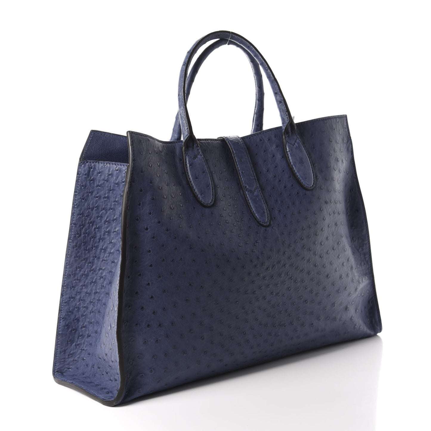 Ostrich Medium Jackie Top Handle Bag Blue