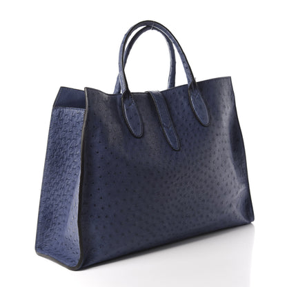 Gucci Ostrich Medium Jackie Top Handle Bag Blue 4 of 12