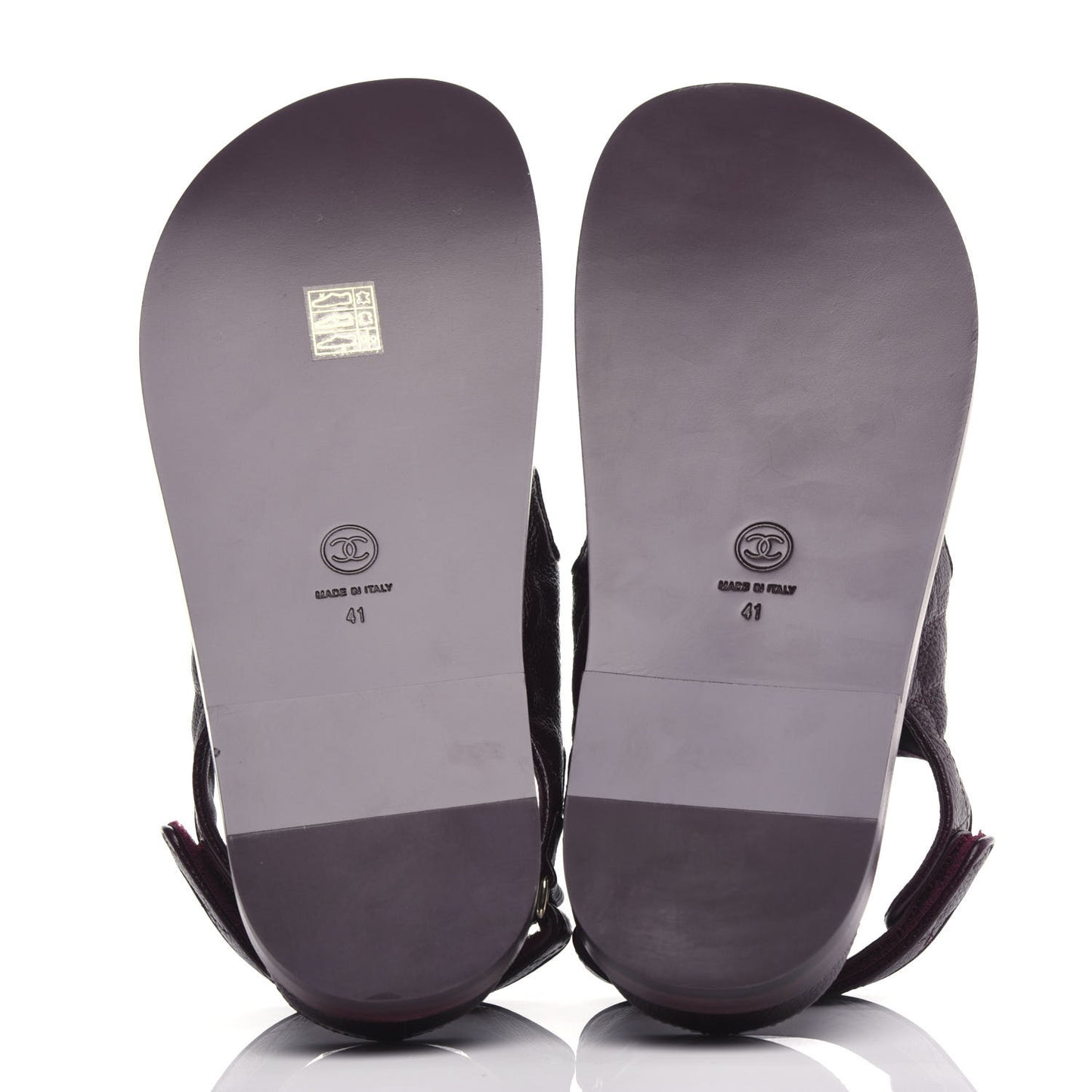 Grained Calfskin Quilted Velcro Dad Sandals 41 Burgundy