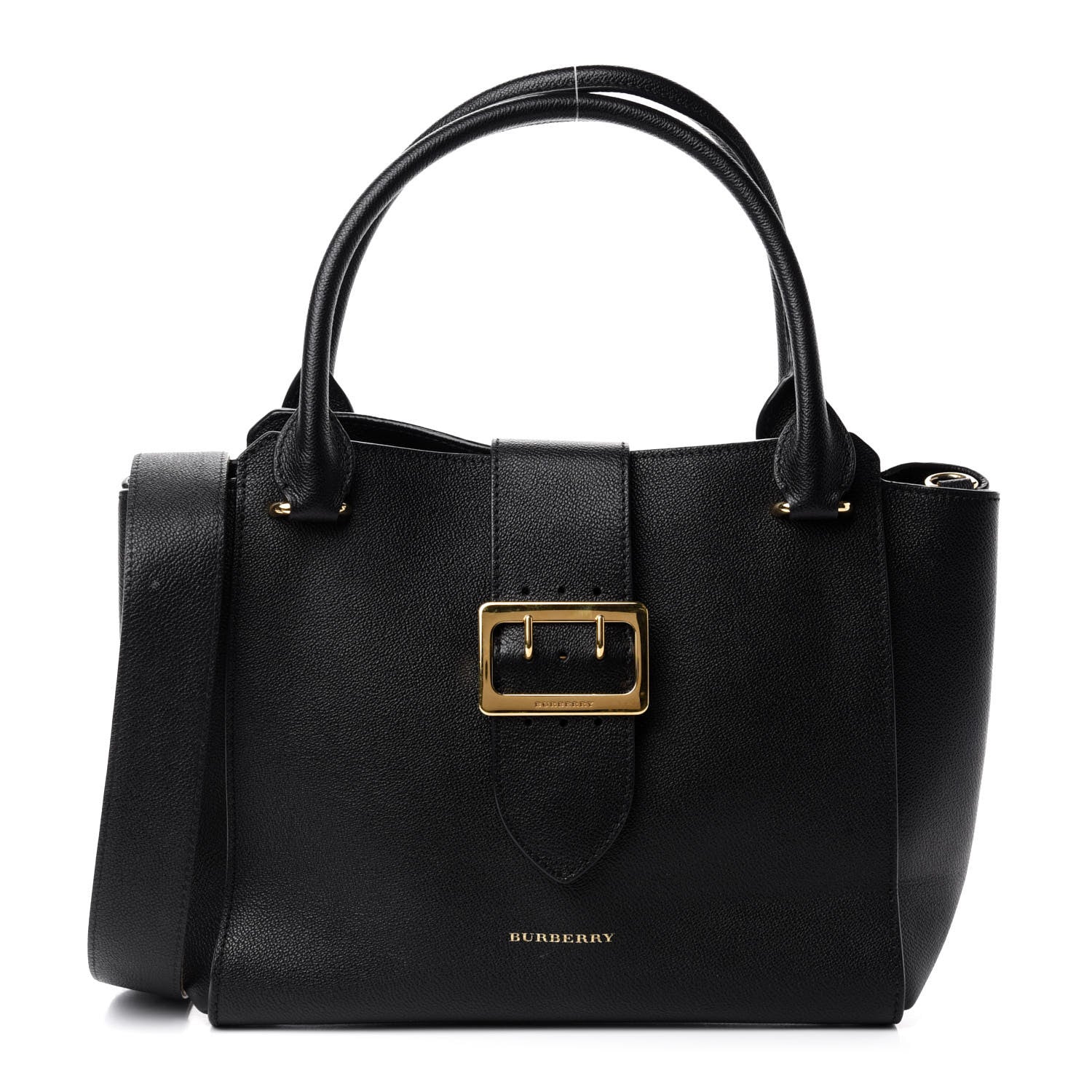 Burberry Soft Grain Calfskin Medium Buckle Tote Black 1 of 12