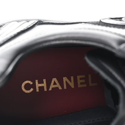 Chanel Mesh Calfskin CC Sneakers 37.5 Black Silver 8 of 9