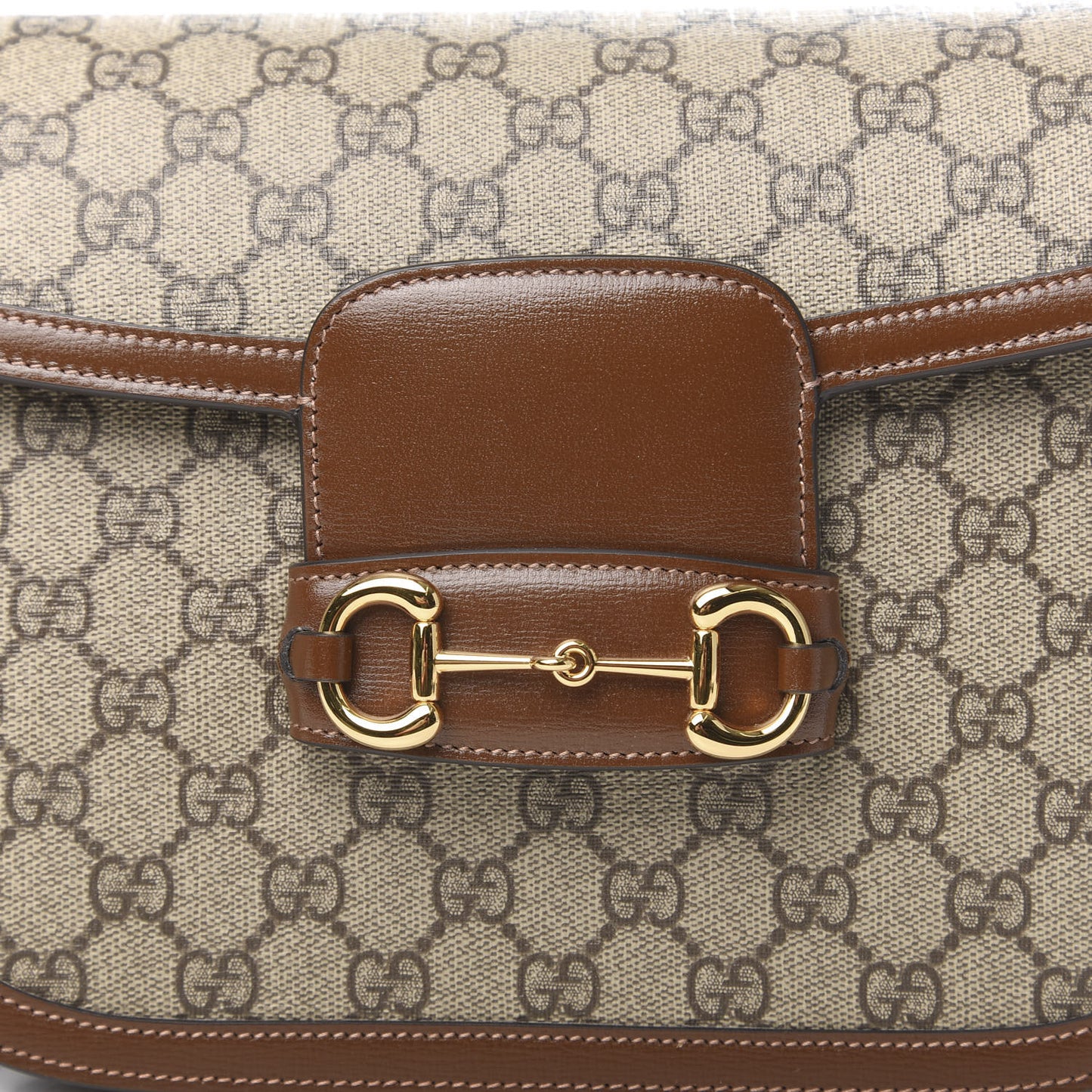 GG Supreme Monogram Horsebit 1955 Shoulder Bag Beige Brown Sugar