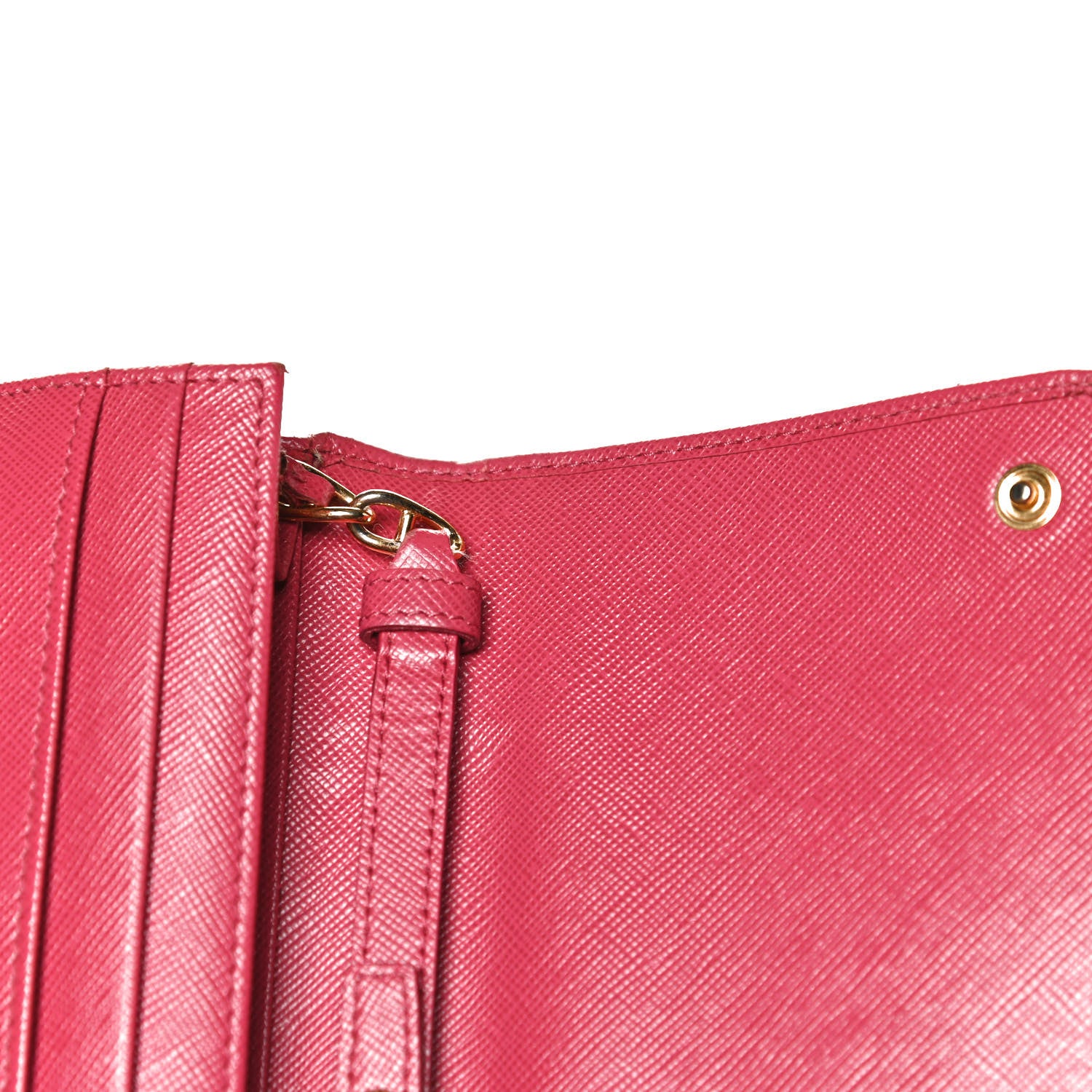 Prada Saffiano Metal Oro Chain Wallet Peonia 12 of 13