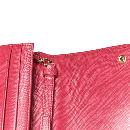 Prada Saffiano Metal Oro Chain Wallet Peonia 12 of 13