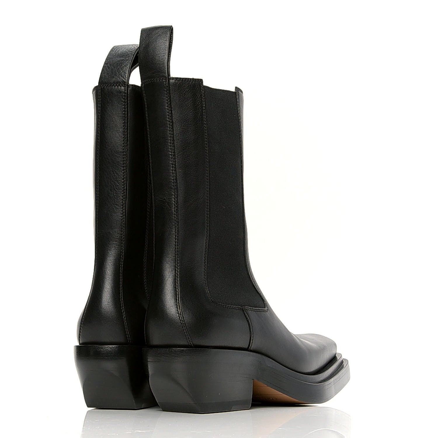 Bottega Veneta Calfskin Lean Mid-Calf Boots 38 Black 4 of 11