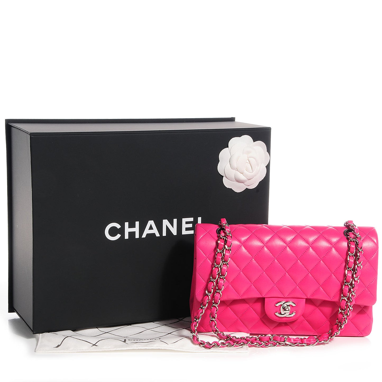 Lambskin Medium Double Flap Dark Pink