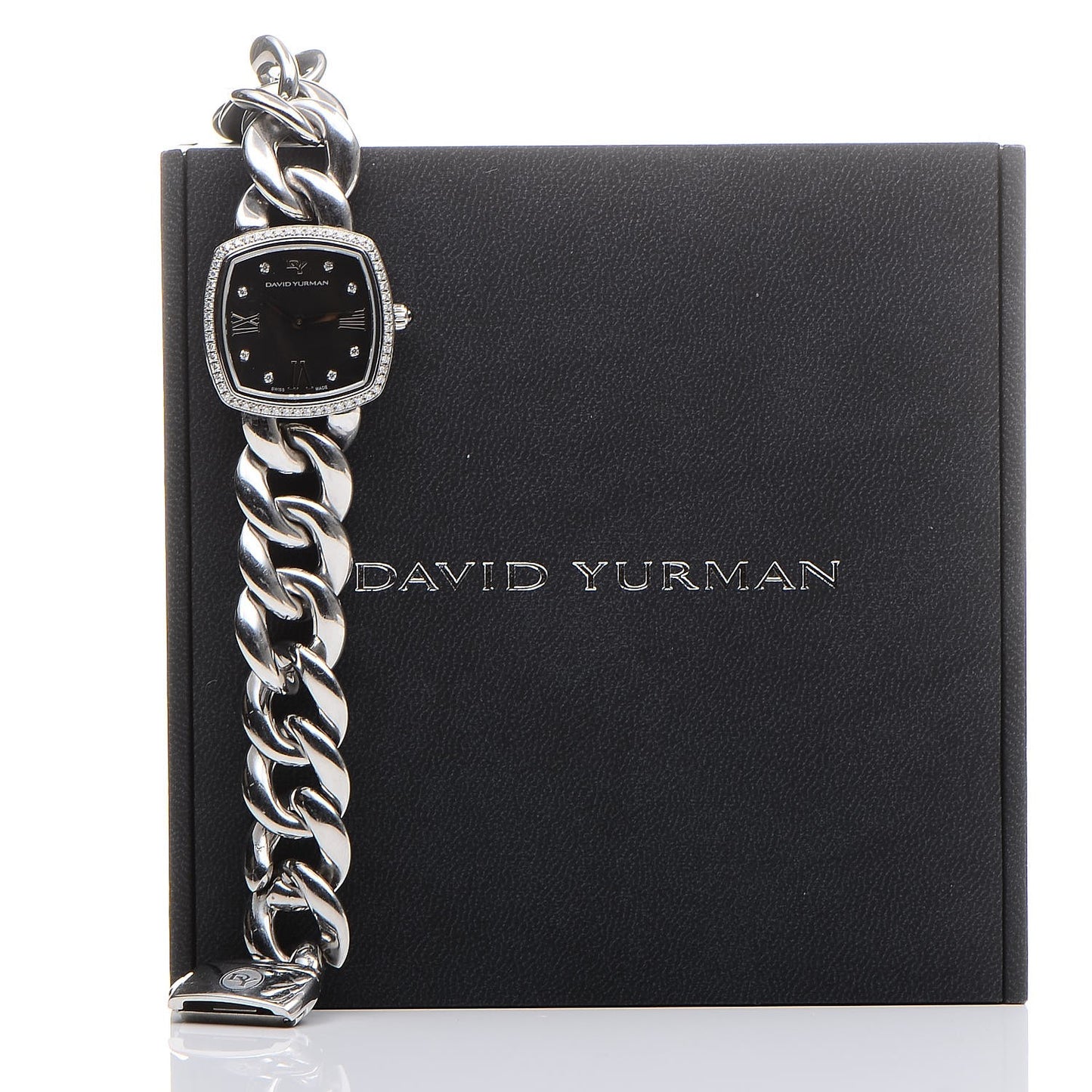 Stainless Steel Diamond Bezel 27mm Albion Quartz Watch Black
