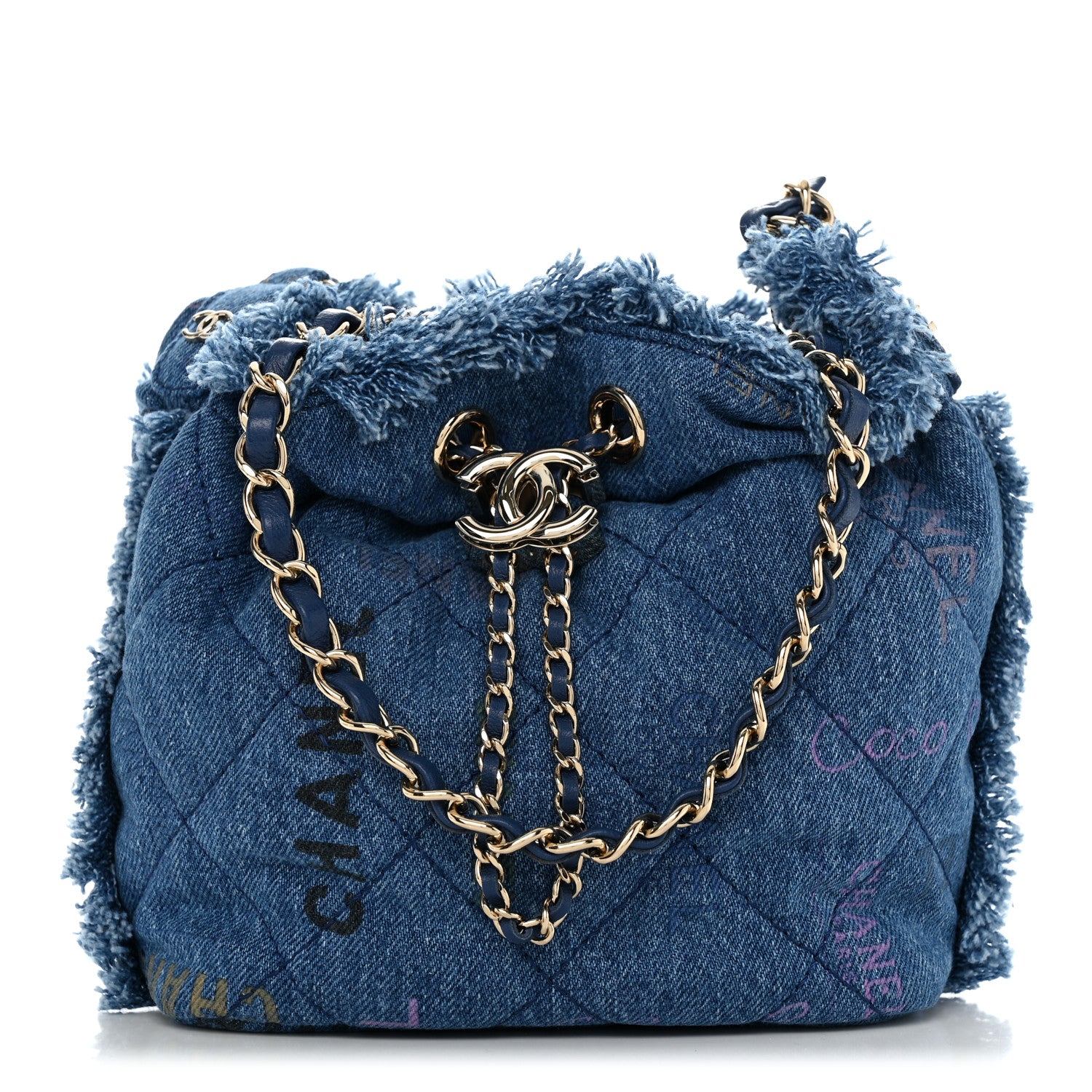 Chanel Denim Quilted Small Mood Bucket With Chain Blue Multicolor 1 of 11