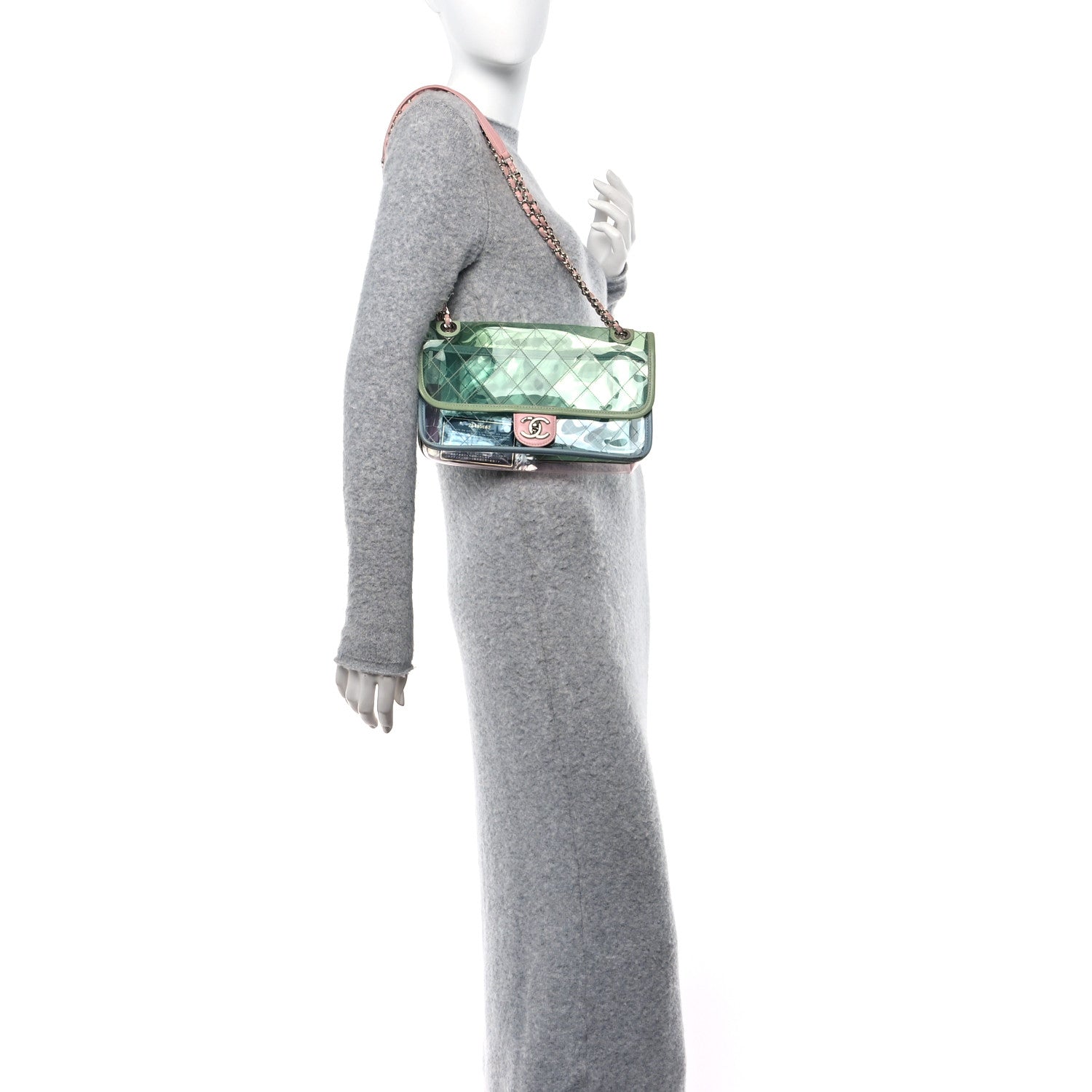 Chanel Lambskin PVC Quilted Mini Coco Splash Flap Blue Green 2 of 17