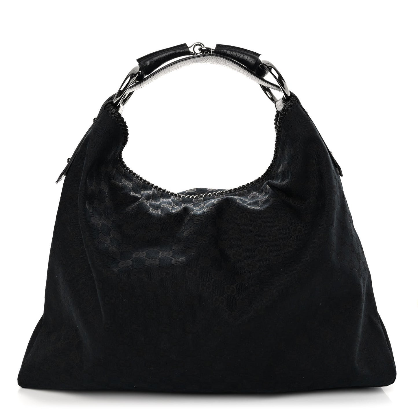 Monogram Large Horsebit Chain Hobo Black
