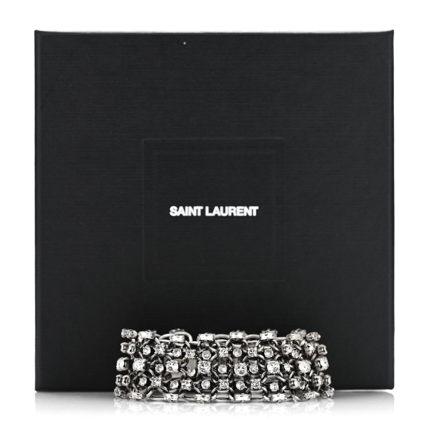 Saint Laurent Crystal Link Chain Bracelet Silver 5 of 5